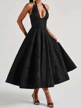 LIZAKOSHT - Women Clothing Sexy Sleeveless Lace-Up Halter Neck Backless Dress Elegant Evening Party Long Dress Summer New Arrivals