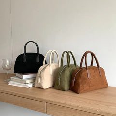 LIZAKOSHT - Autumn/Winter Suede Handbag Women's Large Capacity niche retro carrying Boston bag Plush bag