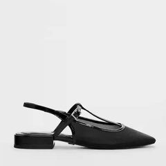 LIZAKOSHT - Black Mesh Women Mary Jane Shoes Comfortable Round Toe Fashion Buckle Strap Low Heel Shallow Large Size Daily Light Ladies Pumps