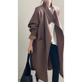 LIZAKOSHT - Fashion Minimalism Single Button Trench For Women Lapel Long Sleeve Office Lady Windbreaker Autumn New