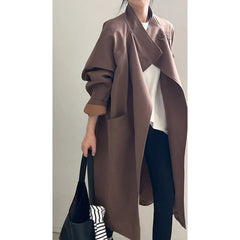 LIZAKOSHT - Fashion Minimalism Single Button Trench For Women Lapel Long Sleeve Office Lady Windbreaker Autumn New