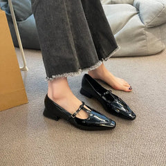 LIZAKOSHT  -  Shoes On Heels Oxfords Women's Female Footwear Pointed Toe Leather Retro New Dress Summer Mary Janes Spring Womens Derby Shoes F