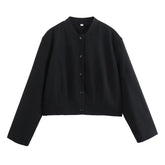 LIZAKOSHT  -  2 Colors Jackets for Women 2024 Stand Collar Coat Female Chic Single-breasted Outerwear Ladies Casual Jacket New In