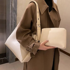 LIZAKOSHT - Women Handbag 2 Piece/set Shoulder Bags High Quality PU Leather Bags Ladies Bags