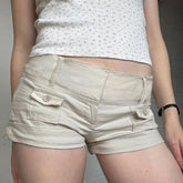 LIZAKOSHT - American Retro Button Pocket Tooling Shorts Women Waist Hot Casual Pants