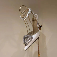 LIZAKOSHT - Rhinestone Pointed Toe Pumps Women 2024 New Summer Elegant Office Dress Shoes Designer Shoes Sexy Luxury High Heels Sandals