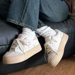 LIZAKOSHT - Little White Platforms Shoes Lightweight Breathable Round Toe Casual Shoes Versatile Princess Style Womens Sneakers