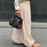 LIZAKOSHT - Elegant Ladies Simple Solid Color Trousers Summer New Puff Loose Women's Commute Pants Casual High Waist Pleated Wide Leg Pants