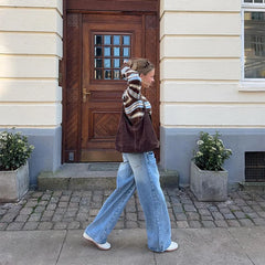 LIZAKOSHT  -  American Street Y2k Knitted Cardigan Personalized V-neck Striped Sweater Top Spicy Girl Fashion Short Versatile Thin Knitwear