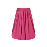 LIZAKOSHT - Long Skirt Women Elegant Solid Elastic Waist A-line Vintage Korean Fashion Loose Balloon Maxi Skirt Casual Y2K Streetwear