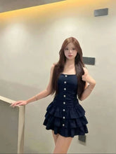 LIZAKOSHT - 2000s Harajuku Vintage Slim One Piece Dress Korean Y2k French Elegant High-End Mini Dress Japan Style Dark Gothic Strap Dress