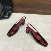 LIZAKOSHT - Elegant Slingback Sandals Women Thick High Heels Square Toe Pumps Fashion Brand Ankle Strap Shoes Party Dress Pumps Mujer