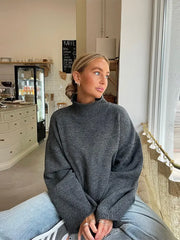 Lizakosht Batwing Sleeved Knitted Sweater For Women Loose Solid Turtleneck Warm Pullover Autumn Fashion Female Casual Jumper
