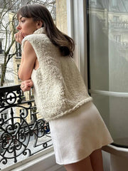 LIZAKOSHT - Knitted Solid Color Sleeveless Women's Vest Casual Loose Turtleneck Pullover New Autumn Fashion Classic Grey Women Sweater