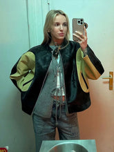 LIZAKOSHT  -  Vintage PU Leather Motorcycle Jacket Loose Short Coat Women Color Patchwork Biker Jackets Street Trend Blouse Bomber Jacket