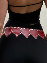 LIZAKOSHT - Sweetown Fashion Chic New Pu Rivet Heart-Shape Women’s Belt Cute Y2k Spliced Design All-Match Trendy Accessories Exquisite