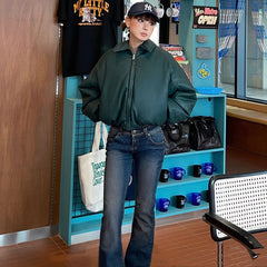 LIZAKOSHT  -  Casual Pu Leather Jackets Women Loose Zipper Lapel Long Sleeves Coats Female Autumn Winter Parkas Streetwears Lady