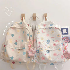 LIZAKOSHT  -  Korean Ins Cute Cartoon Printed Backpack Preppy School Backpack for College Students Y2k All Match Sweet Girl Back Pack Mochilas