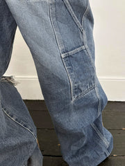 LIZAKOSHT - Ripped Women's Jeans Y2K Streetwear Baggy Straight Cargo Pants Punk Low Waist Wide Leg Denim Trousers 90s Vintage 2024