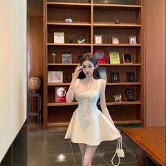 LIZAKOSHT  -  Original High Quality French Polka Dot Strap Dress Women's Summer Sexy Slimming Short Skirt Mini Dress Square Collar Sleeveless