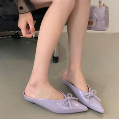 LIZAKOSHT - Summer 2025 Designer Women Slippers Bowknot Pointed Toe Women Heels Elegant Non-slip Women Sandals Mule Shoes Zapatos De Mujer