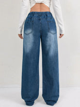 LIZAKOSHT - Trendy Elastic Waist Women Jeans Wide Pants Baggy Denim Trousers Loose Fit High Quality Comfort Stretch Fashion New Design