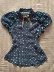 LIZAKOSHT  -  Y2k 2 Piece Set Polka Dot Tshirt Slim Bow Sweet Short Sleeve Harajuku Goth Punk Korea High Waist Mini Skirt 2000s Summer Vintage