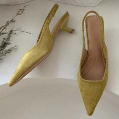 LIZAKOSHT - Pointed Toe Elegant Sandals Women Low-heel Office Women Shoes Retro Summer New Shoes Fashion Slingback Shoes Mules Pumps Woman