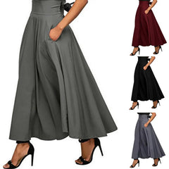 LIZAKOSHT - New Women's Midi Skirt with Solid Color Straps and Ankle Cinched Waist Long Skirt