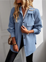 Lizakosht Autumn Corduroy Jackets Woman Long Sleeved Shirt Coat Ladies Button Fashion Versatile Top Loose Casual Blouse New Women Clothing