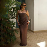 LIZAKOSHT - Sexy Bal Pleated Slim Fit Dr Women's High Waist Svel Gown Ciwalk Faion European Sle No Brand