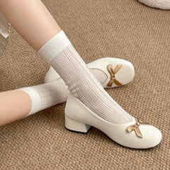 LIZAKOSHT - Vintage Thick Heel Women Mary Jane Shoes Comfort Slip on Walking Shoes New Spring Autumn Concise Zapatos De Mujer