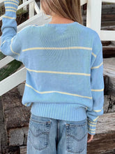 LIZAKOSHT - Casual Loose Contrast Striped Sweater Bvasic O-Neck Long Sleeve Knitted Pullovers Women Autumn Winter Streetwear