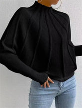 LIZAKOSHT - Kintted Pullover Batball Sleeve Sweater Women Solid Round Neck Long Sleeve Top New T-shirt Loose Spider Web Short Knitwear