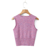 LIZAKOSHT - Sexy Women O Neck Sleeveless Crop Knit Tank Top