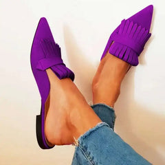 LIZAKOSHT - Women Slippers Mules Shoes Flat Heels Pointed Toe Shoes Casual Slides Women's Shoes