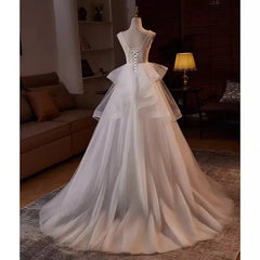 LIZAKOSHT - Elegant Real Picture Luxury Wedding Dresses With Tulle Train V Neck Sequined Applique Bridal Gowns Women Evening Formal Wear