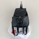 LIZAKOSHT - New Casual Silver Backpack Women Korean Flip Drawstring Large Capacity Backpacks Fashion Simple Travel College Student Bags