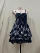 LIZAKOSHT - Vintage Sling Womens Dresses Plaid Bow Goth Punk Y2k Harajuku Korea Sleeveless Backless Sexy 2000s Mini Dress Summer Grunge Emo