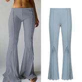 LIZAKOSHT - Sexy Low Waist Wide Leg Pants Elastic Bell Bot Casual Trousers for Women Spring Summer Faion Commute Sle