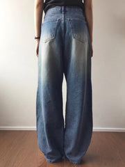 LIZAKOSHT  -  Vintage Fashion Basic Distressed Jeans Mid Rise Y2k Aesthetic Fashion Streetwear Denim Trouser Femme Boot Cut Pants