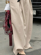 LIZAKOSHT  -  Casual Khaki Pleated Wide Legs Pants Women Chic High Waist Baggy Trousers Female 2025 Spring Summer New Fashion Office Pant