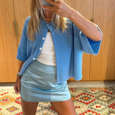 LIZAKOSHT - Women's Casual Short Sleeve Sweaters Tops Button Down Round Neck Spring Fall Knit Cardigans Blouse Y2k Girls Outwear