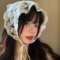 LIZAKOSHT  -  Turban Triangle Bandana Cute Hair Band Countryside Style Lace Hair Scarf Wraps Hair Accessories Triangle Scarf Travel