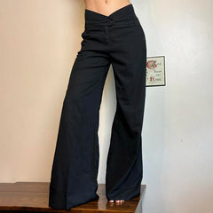 LIZAKOSHT - Irregular Waist Flared Pants Baggy Boot Cut Trousers Casual Basic All-match Streetwear Chic Fashion Outfits Women