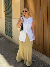 LIZAKOSHT - Female Single Breasted Round Neck Vest Jacket High Street Commuting Style Sleeveless Top 2024 Summer Women Casual Midi Waistcoat