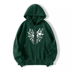 LIZAKOSHT - Thi Heartaped Printed Zipper Warm Hooded Cardigan Long Sve Mid-Length Polyester Women's Sweatirt Faion Autumn