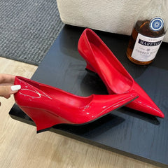 LIZAKOSHT - Designer Pointed Toe Wedges High Heels Sexy Women Pumps Silver Red Shoes Wedding Banquet Dress Shoes Brand Office Shoes Women