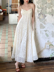 LIZAKOSHT - Midi Dress Women Elegant Summer New Fashion Evening Ladies Vestidos Vintage French Sexy Slim Halter Dresses Female Clothes