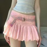 LIZAKOSHT - Skirt Korean Style Sweet Girl Style Woven Shredded Pleated Salt Style Age-Reducing Anti-Exposure Casual Pleated Skirt